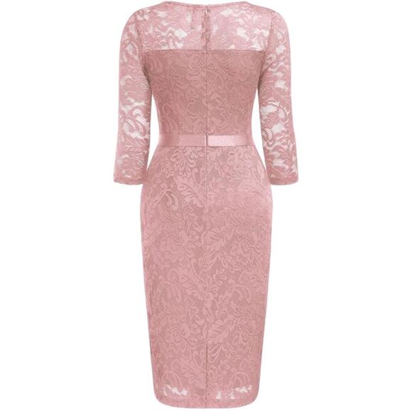 Miusol Women Stretch Lace Dress Large Blush Pink V-Neck Elle Woods Office Siren - Picture 2 of 11